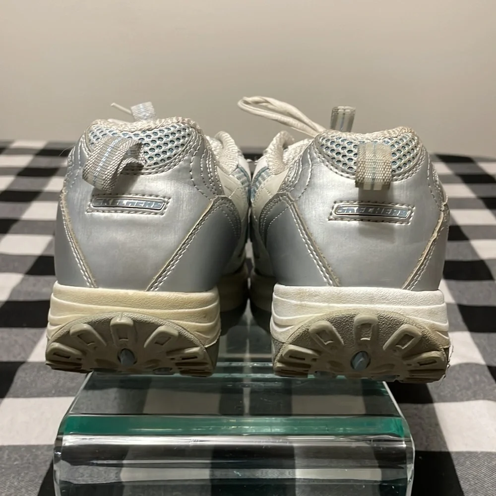 SKECHERS Shape Ups Walking Toning Sneaker Shoes 11803 Blue/White/Silver Size 9.5